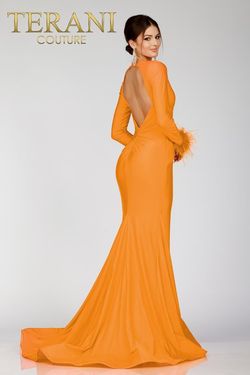 Style 231P0074 Terani Couture Orange Size 20 Floor Length Tall Height Mermaid Dress on Queenly