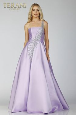 Style 231P0175 Terani Couture Purple Size 10 Prom Lavender Tall Height Ball gown on Queenly