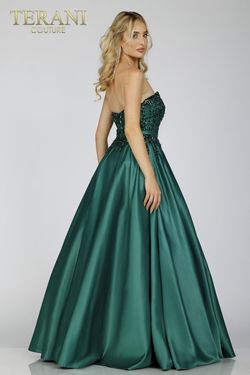 Style 231P0012 Terani Couture Green Size 14 Floor Length Tall Height Ball gown on Queenly