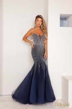 Style 241P2132 Terani Couture Blue Size 18 Tall Height 241p2132 Mermaid Dress on Queenly