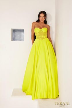 Style 241P2046 Terani Couture Yellow Size 12 Floor Length Plus Size Tall Height 241p2046 Ball gown on Queenly