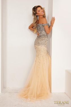 Style 241P2095 Terani Couture Nude Size 8 Floor Length 241p2095 Mermaid Dress on Queenly