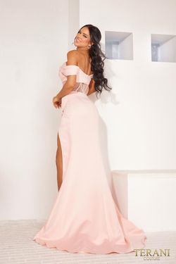 Style 241P2078 Terani Couture Pink Size 2 Tall Height Side slit Dress on Queenly