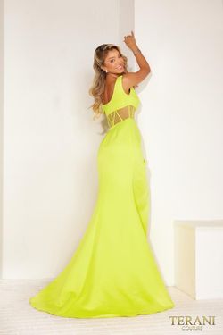 Style 241P2078 Terani Couture Yellow Size 8 Prom 241p2078 Tall Height Side slit Dress on Queenly