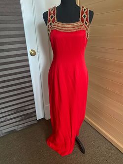 Vintage Ever Beauty Red Size 6 Side Slit Swoop A-line Dress on Queenly