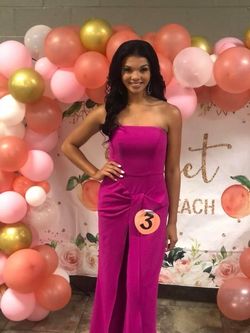 Jovani Pink Size 4 Strapless Peach Jumpsuit Dress on Queenly