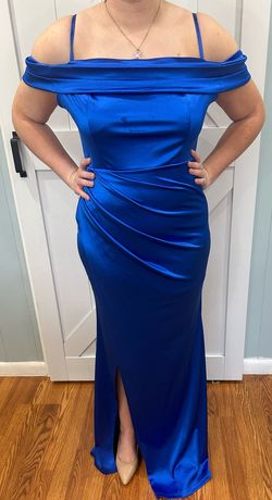 Faeriesty Blue Size 16 Military Plus Size Prom Mermaid Dress on Queenly