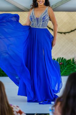 Style 07136 Jovani Blue Size 8 Prom A-line Dress on Queenly