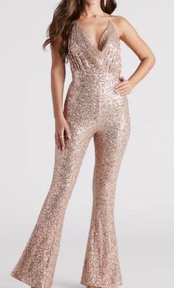 Windsor Gold Size 8 Jersey Nightclub Jumpsuit Dress on Queenly