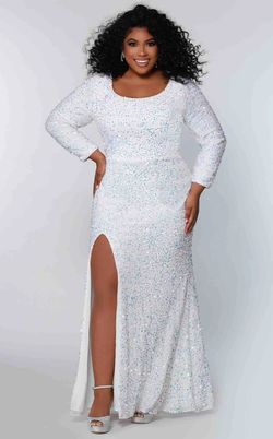 Sydney's Closet White Size 20 Jersey Engagement Sleeves Side slit Dress on Queenly
