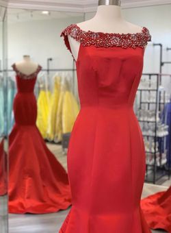 Sherri Hill Red Size 0 Silk Floor Length Custom Mermaid Dress on Queenly