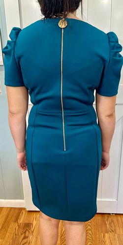 Calvin Klein Blue Size 12 Sleeves Cocktail Dress on Queenly