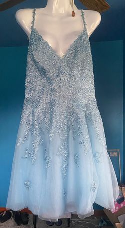 Sherri Hill Blue Size 18 Jersey Prom Homecoming Cocktail Dress on Queenly