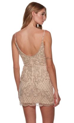 Style 4660 Latte Alyce Paris Nude Size 12 Nightclub Party Jersey Cocktail Dress on Queenly