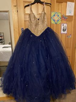 MoriLee Multicolor Size 18 Plus Size 50 Off Navy Embroidery Ball gown on Queenly
