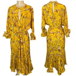 Johanna Ortiz Yellow Size 8 Bridgerton Pattern Flare A-line Dress on Queenly