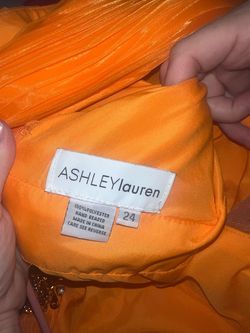 Ashley Lauren Orange Size 24 Floor Length Swoop Jersey Ball gown on Queenly
