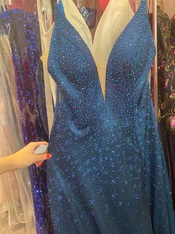Alyce Paris Blue Size 4 Side Slit 50 Off Pageant Ball gown on Queenly