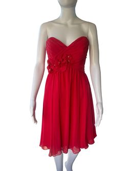 Style 31053 MoriLee Red Size 8 31053 Bridesmaid Sweetheart Military A-line Dress on Queenly