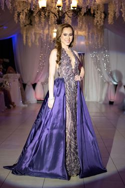 Edzel Giovanni Designer Purple Size 0 Jersey Short Height Straight Dress on Queenly