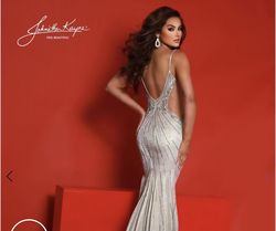Style 2850 Johnathan Kayne Nude Size 8 2850 Pageant Side slit Dress on Queenly