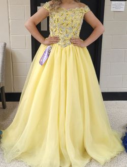 One More Couture Yellow Size 8 Pageant Prom Ball gown on Queenly