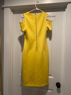 Calvin Klein Yellow Size 6 Interview Midi Cocktail Dress on Queenly
