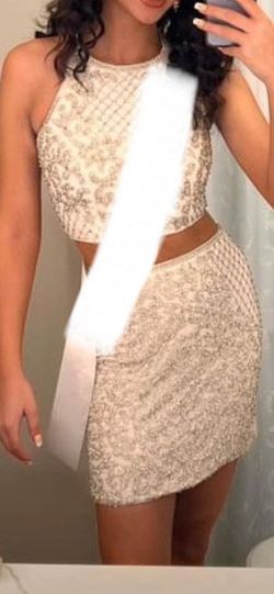 Sherri Hill White Size 4 Corset Two Piece Engagement Cocktail Dress on Queenly