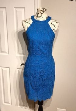 Adelyn Rar Nordstrom Blue Size 4 Fitted Wedding Guest Vintage Cocktail Dress on Queenly