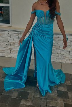 Blue Size 2 Side slit Dress on Queenly