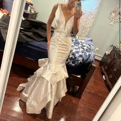 Jovani Silver Size 0 Jersey Mini Mermaid Dress on Queenly