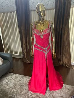 Style 2270 Ritzee Pink Size 4 Prom Floor Length Train Dress on Queenly