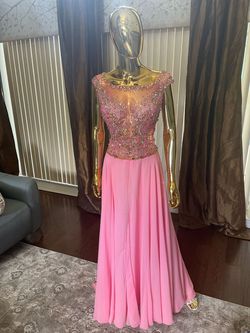 Style 14637 Panoply Pink Size 6 Military Floor Length Party Jersey Straight Dress on Queenly