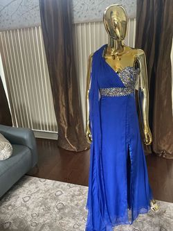 Style 6684 Party Time Formals Blue Size 2 Prom Pageant A-line Dress on Queenly