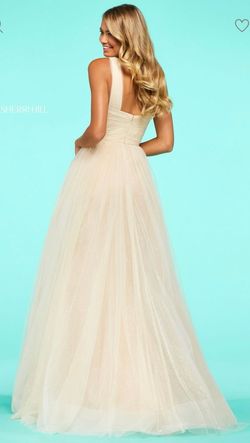 Style 53590 Sherri Hill Gold Size 12 53590 Belt Ball gown on Queenly
