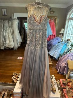 Mac Duggal Silver Size 0 Floor Length Tall Height Military Mermaid Dress on Queenly