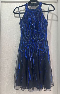 Ashley Lauren Blue Size 2 Pageant Flare High Neck Cocktail Dress on Queenly