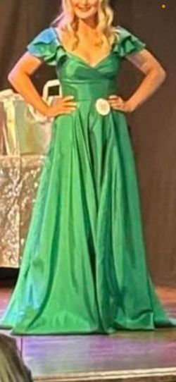 Sherri Hill Green Size 2 One Shoulder Jersey Side slit Dress on Queenly