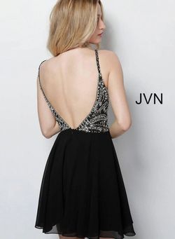 Style 47310 Jovani Black Size 10 V Neck A-line Cocktail Dress on Queenly