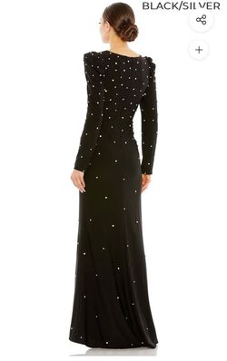 Style 55797 Mac Duggal Black Size 20 Floor Length Jersey Plunge Straight Dress on Queenly