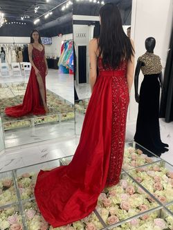 Jovani Red Size 2 50 Off Jersey Plunge Side slit Dress on Queenly