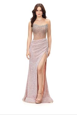 Style 11690 Ashley Lauren Nude Size 8 Pageant Prom A-line Dress on Queenly