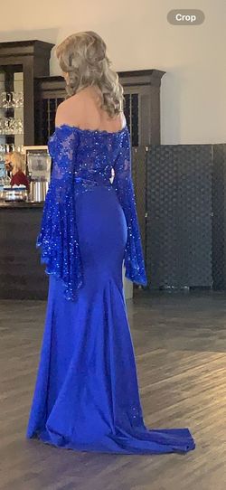Johnathan Kayne Blue Size 8 50 Off Pageant Long Sleeve A-line Dress on Queenly