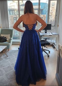 Sherri Hill Blue Size 6 Floor Length Ball gown on Queenly