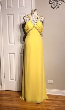 Fire & Ice Yellow Size 12 Shiny Wedding Guest A-line Dress on Queenly