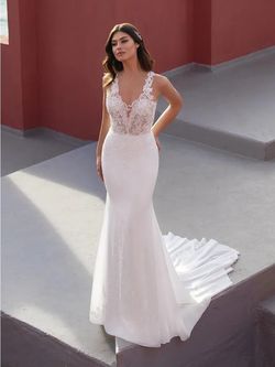 Style Filipinas White One by Pronovias White Size 10 Jewelled Straight Dress on Queenly