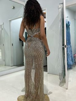 Style PS23721C Portia and Scarlett Silver Size 4 Prom Free Shipping Side slit Dress on Queenly