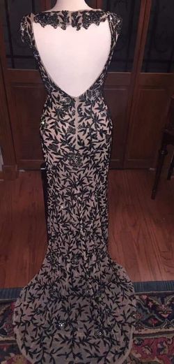 Sherri Hill Nude Size 6 Liquid Beading Short Height Jersey Floor Length 50 Off A-line Dress on Queenly