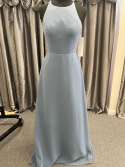 Style 9234 Sorella Vita Blue Size 10 9234 High Neck Wedding Guest Military Floor Length A-line Dress on Queenly