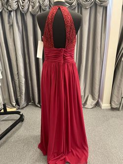 Style B183016 Jasmine Red Size 18 High Neck Military Wedding Guest Floor Length A-line Dress on Queenly